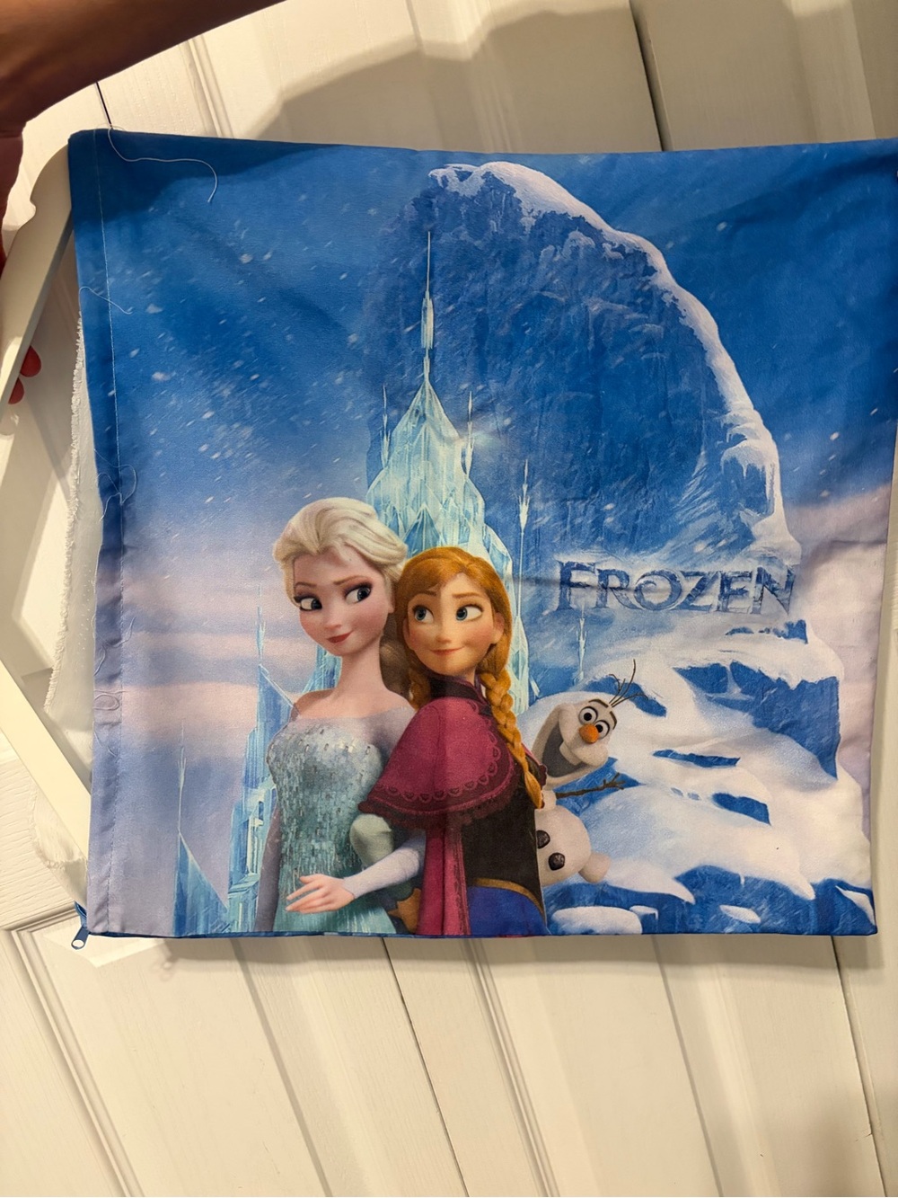 Disney Frozen Throw Pillow Cover featuring Elsa & Anna - Blue